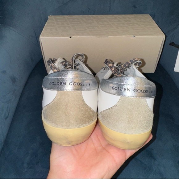 New Size 41 Golden Goose Super-Star burgundy glitter star and silver heel tab - Picture 6 of 12